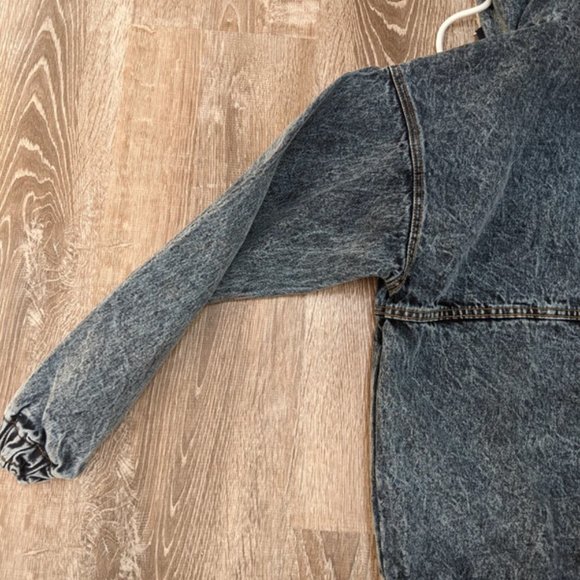 NWT Boohoo Oversized Denim Sherpa Sweatshirt Style Jacket Size 0 Petite - Picture 15 of 16